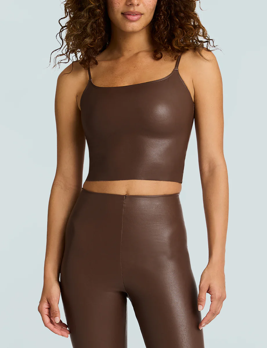 Faux Leather Cami Crop Top - Image 10