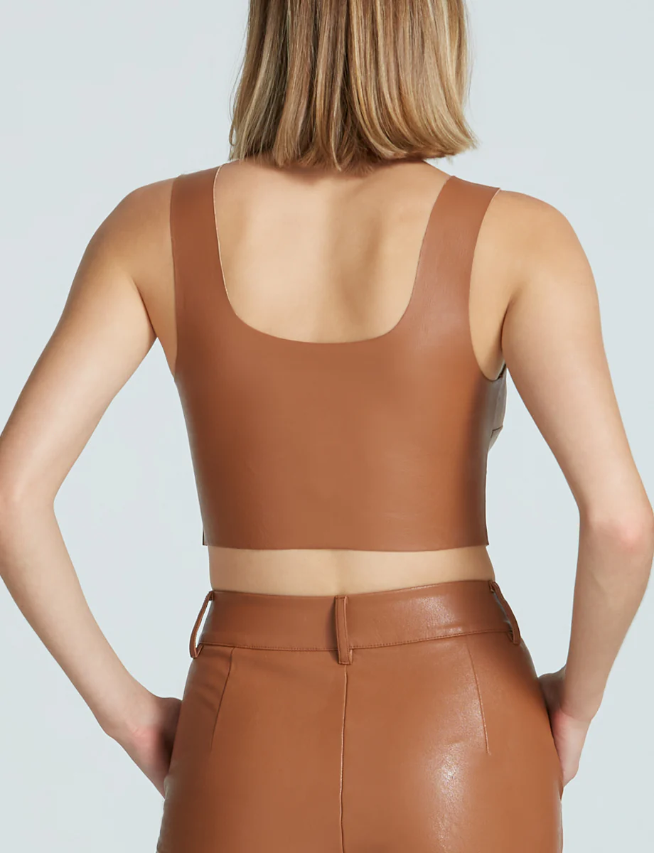 Faux Leather Squareneck Crop Top - Image 9