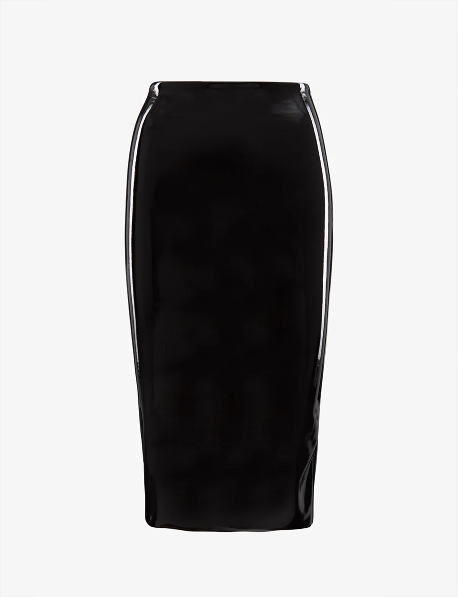 Faux Patent Leather Midi Skirt - Image 5