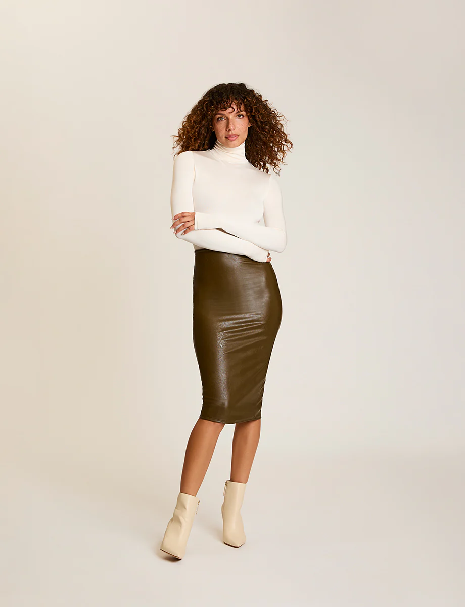 Faux Leather Midi Skirt - Image 13